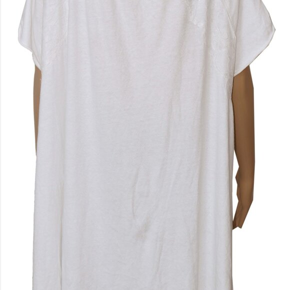 Free People Tempest Knit Tee Oversized Ruffle Hi Low Lace Ivory Dress M - Picture 6 of 7